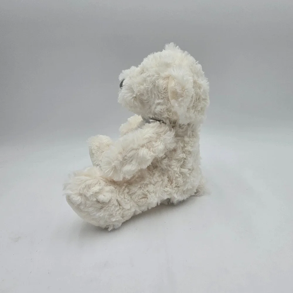 Demdaco White Plush Teddy Bear with Grey Cross Foot Baptism Christening Gift